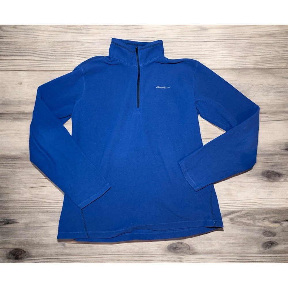 Men's Eddie Bauer Blue Fleece Pullover Sweater Quarter Zip Size Large Tall